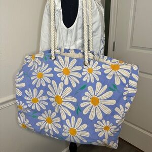 Floral Blue and White Tote Bag